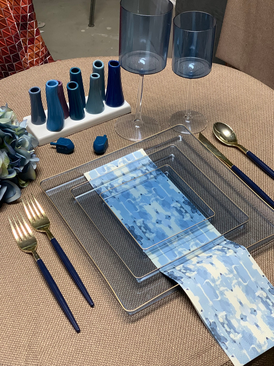 Chanukah set translucent navy