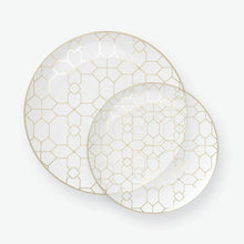 Load image into Gallery viewer, Round Clear • Gold Pattern Plastic Plates | 10 Pack - Luxe Party NYC