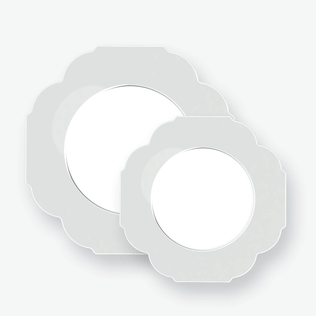 Scalloped Silver Plastic Plates | 10 Pack - Luxe Party NYC