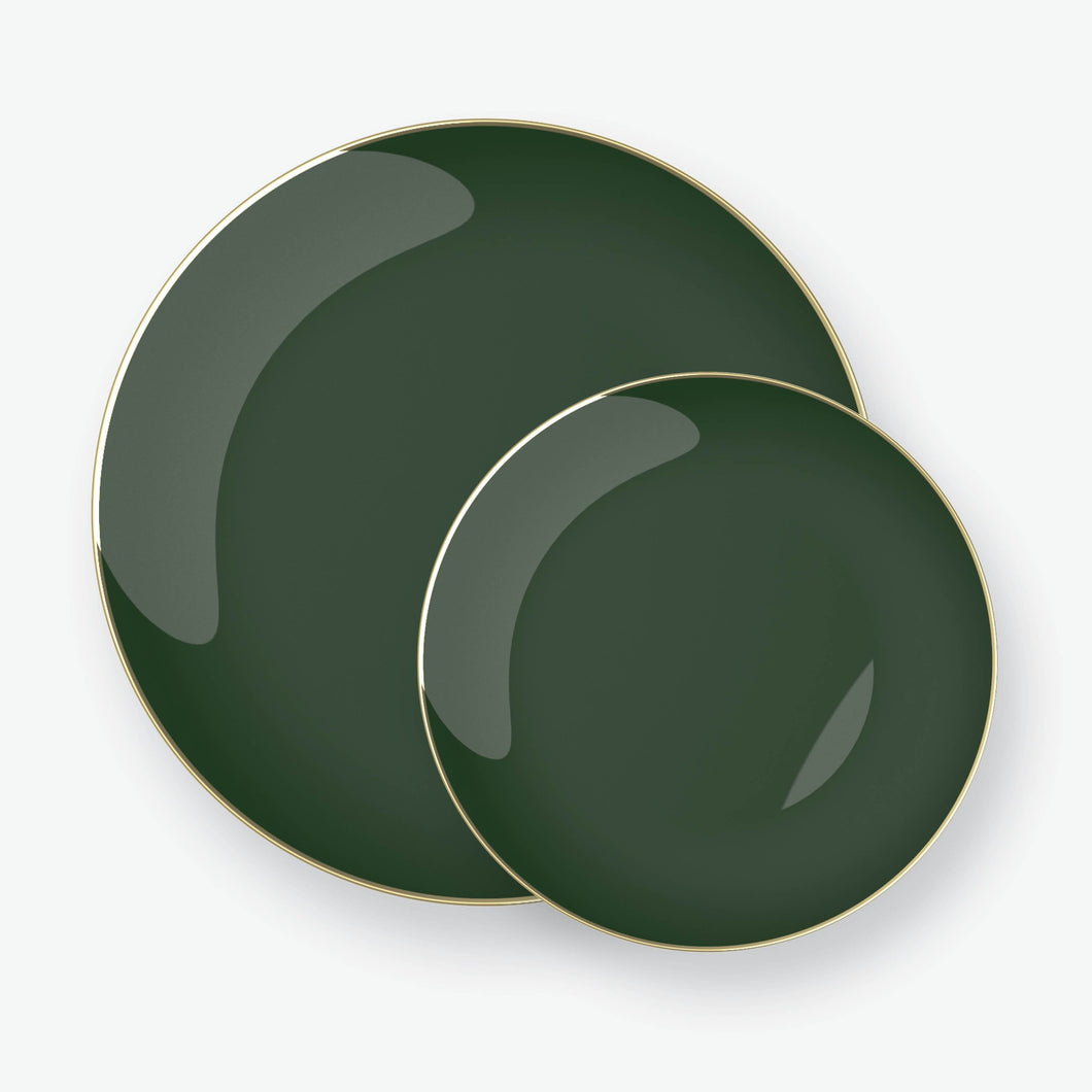 Round Emerald • Gold Plastic Plates | 10 Pack - Luxe Party NYC