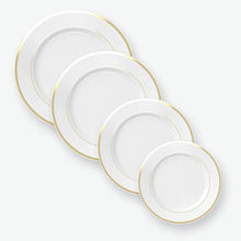 Load image into Gallery viewer, Classic Round White • Gold Plastic Plates | 10 Plates - Luxe Party NYC