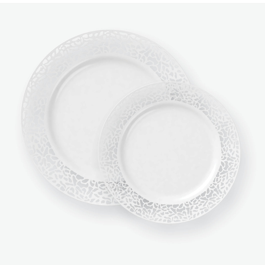 Round Lace White Plastic Plates | 10 Plates - Luxe Party NYC