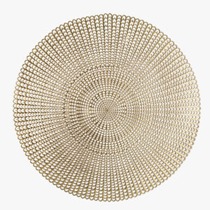 16" Woven Gold Round Vinyl Placemat  | 1 Placemat