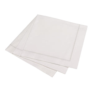napkins linen like white with grey hemstitch