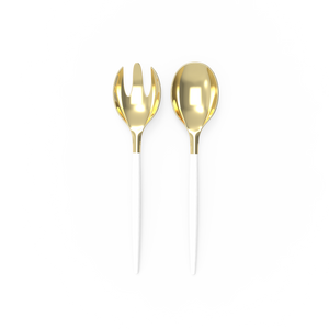 White and Gold Serving Fork • Spoon Set - Luxe Party NYC