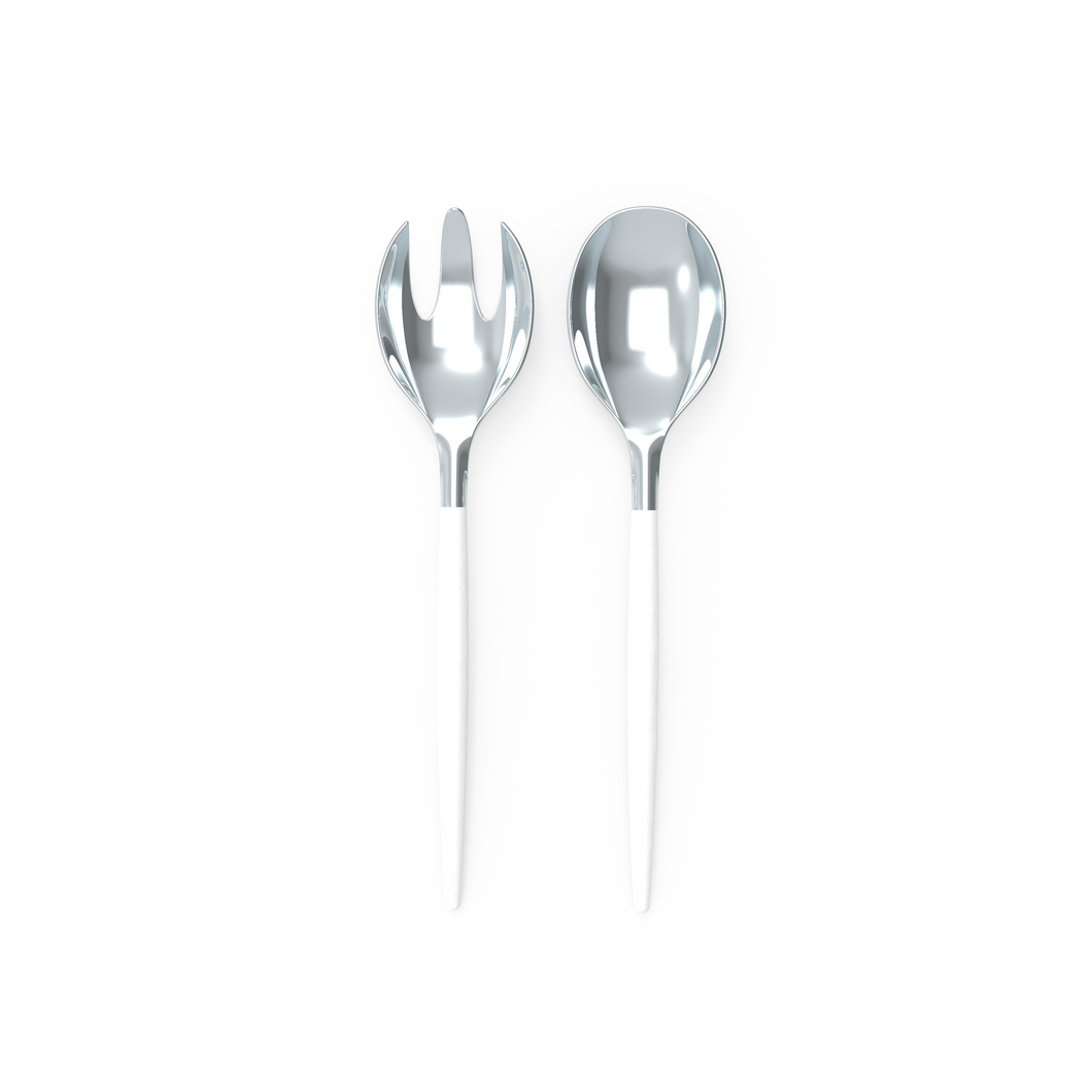 White and Silver Serving Fork • Spoon Set - Luxe Party NYC