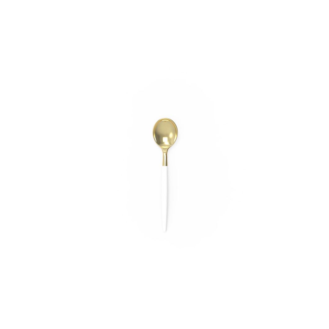 White and Gold Plastic Mini Spoon - Luxe Party NYC