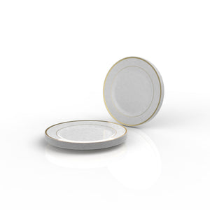 Classic Round White • Gold Plastic Plates | 10 Plates - Luxe Party NYC