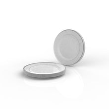 Load image into Gallery viewer, Classic Round White • Silver Plastic Dinner Plates | 10 Plates - Luxe Party NYC