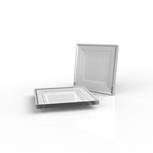 Load image into Gallery viewer, Classic Square White • Silver Plastic Plates | 10 Plates - Luxe Party NYC