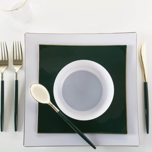 Emerald • Gold Plastic Cutlery Set | 32 Pieces - Luxe Party NYC