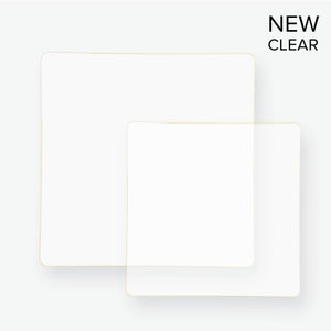 Square Clear • Gold Plastic Plates | 10 Pack - Luxe Party NYC