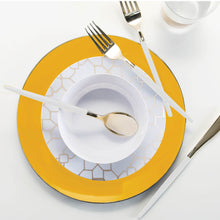 Load image into Gallery viewer, Yellow • Gold Round Plastic Plates | 10 Pack - Luxe Party NYC