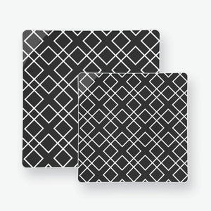 Square Black • Silver Pattern Plastic Plates | 10 Plates - Luxe Party NYC