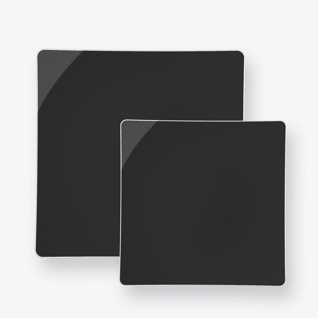 Black • Silver Square Plastic Appetizer Plates - Luxe Party NYC