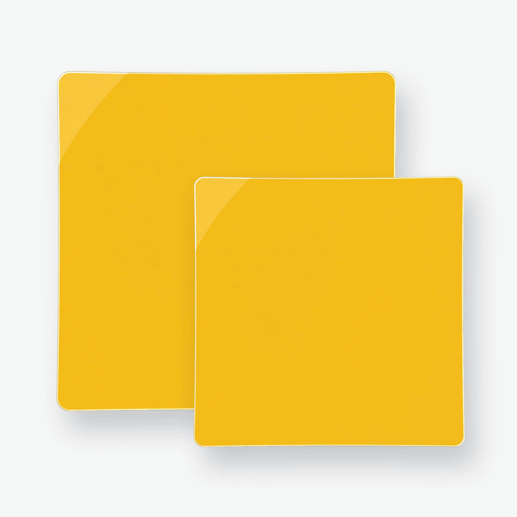 Yellow • Gold Square Plastic Plates | 10 Pack - Luxe Party NYC