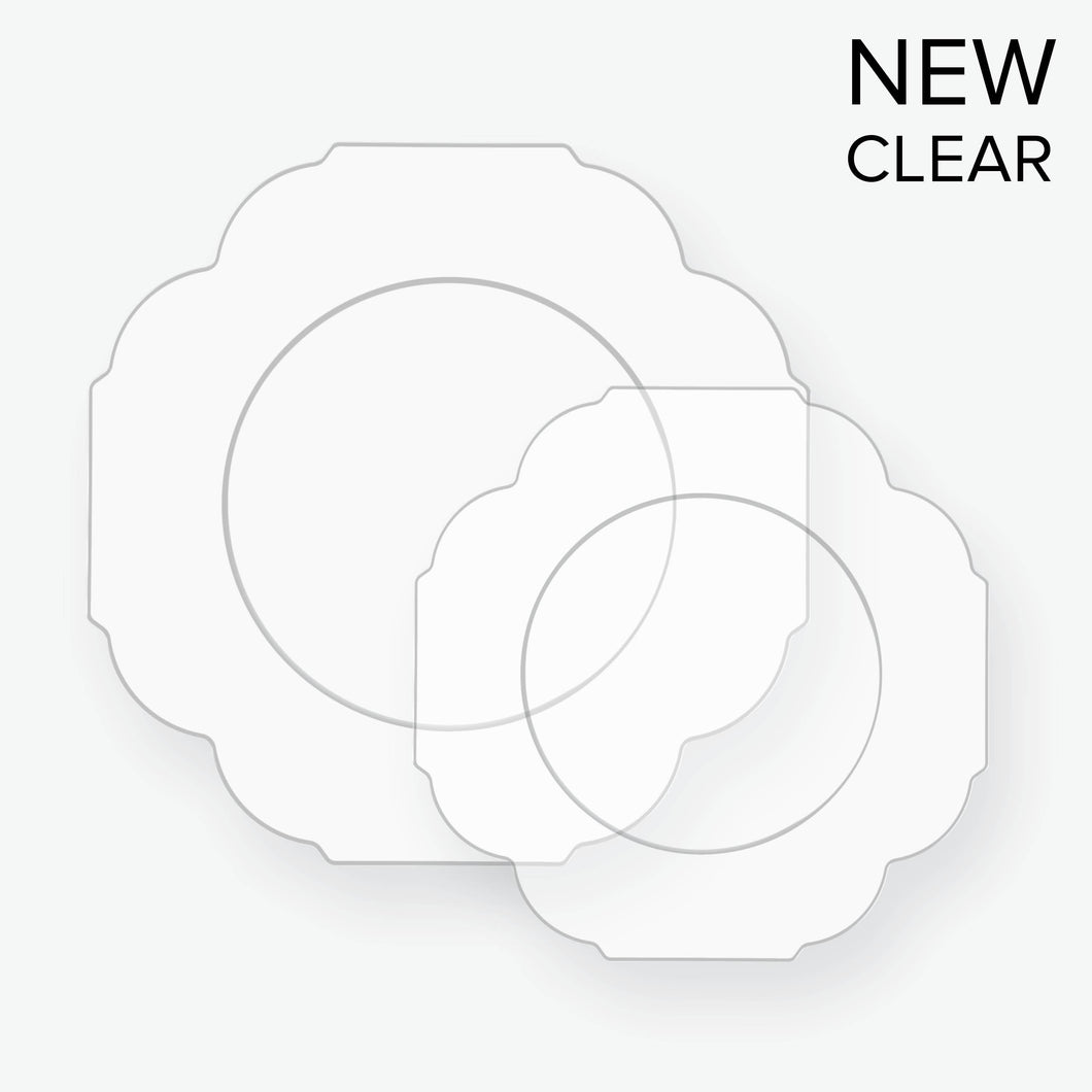Scalloped Clear • Silver Plastic Plates | 10 Pack - Luxe Party NYC