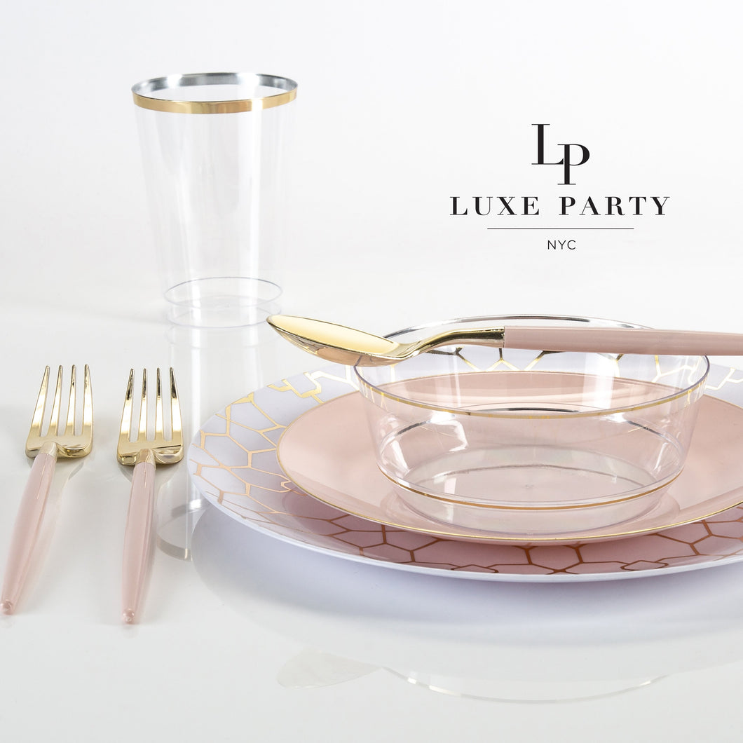 Round Blush • Gold Plastic Plates | 10 Pack - Luxe Party NYC
