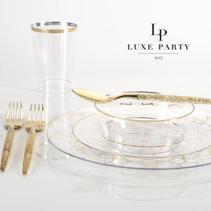Round Clear • Gold Plastic Plates | 10 Pack - Luxe Party NYC