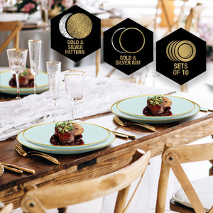 Round Mint • Gold Plastic Plates | 10 Pack - Luxe Party NYC