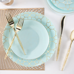 Round Mint • Gold Plastic Plates | 10 Pack - Luxe Party NYC