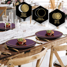 Load image into Gallery viewer, Round Purple • Gold Plastic Plates | 10 Pack - Luxe Party NYC