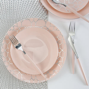 Round Blush • Silver Plastic Plates | 10 Pack - Luxe Party NYC