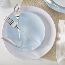 Load image into Gallery viewer, Round Ice Blue • Silver Plastic Plates | 10 Pack - Luxe Party NYC