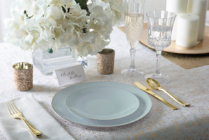 56 Pc | Round Coupe Mint • Gold Plastic Party Set - Luxe Party NYC