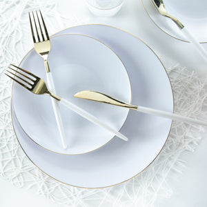 Round White • Gold Plastic  Plates | 10 Pack - Luxe Party NYC