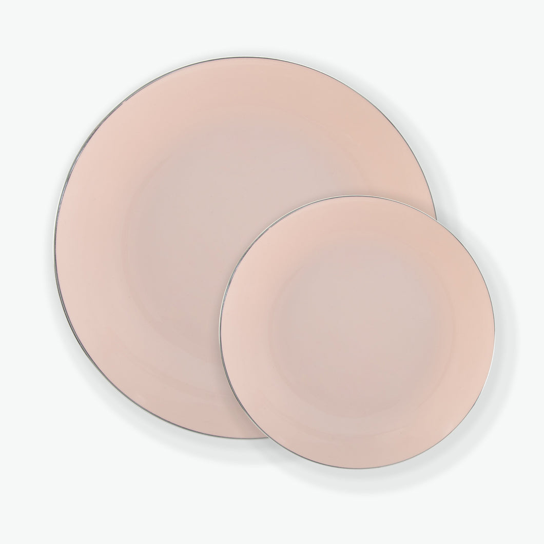 Round Blush • Silver Plastic Plates | 10 Pack - Luxe Party NYC