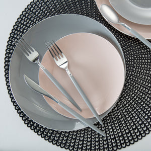Round Gray • Silver Plastic  Plates | 10 Pack - Luxe Party NYC