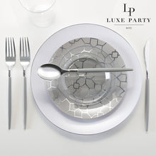 Load image into Gallery viewer, Round White • Silver Plastic Plates | 10 Pack - Luxe Party NYC