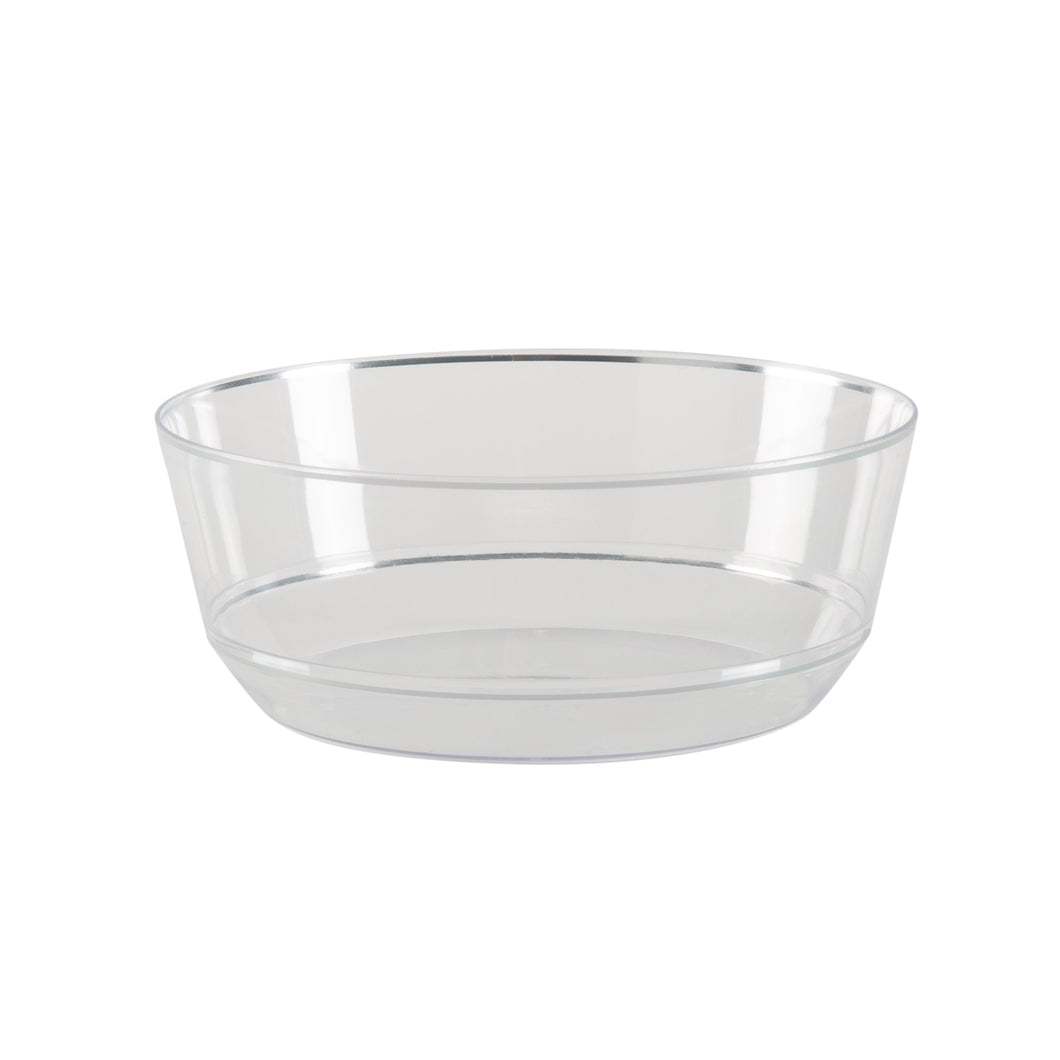 14 Oz. Round Clear • Silver Plastic Bowls | 10 Pack - Luxe Party NYC