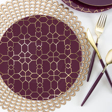 Load image into Gallery viewer, Round Purple • Gold Pattern Plastic Plates | 10 Pack - Luxe Party NYC