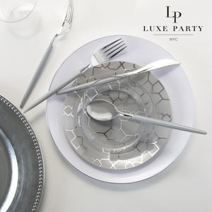13" Silver Beaded Round Plastic Charger Plate | 1 Charger - Luxe Party NYC