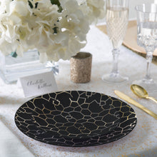 Load image into Gallery viewer, 56 Pc | Round Pattern Black • Gold Plastic Party Set - Luxe Party NYC