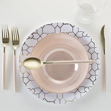 Load image into Gallery viewer, Round White • Gold Pattern Plastic Plates | 10 Pack - Luxe Party NYC