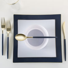 Load image into Gallery viewer, Square Coupe White • Gold Plastic Plates | 10 Pack - Luxe Party NYC