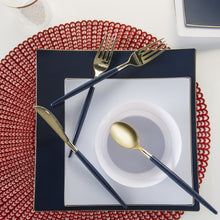 Load image into Gallery viewer, Square Coupe Navy • Gold Plastic Plates | 10 Pack - Luxe Party NYC