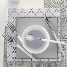 Load image into Gallery viewer, Square Grey • Silver Plastic Plates | 10 Pack - Luxe Party NYC
