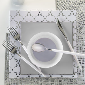 Square Grey • Silver Plastic Plates | 10 Pack - Luxe Party NYC