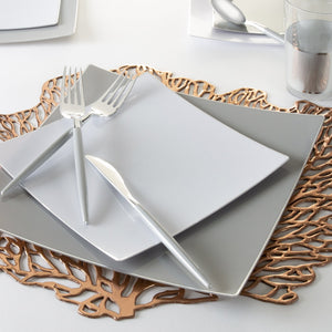 Square Grey • Silver Plastic Plates | 10 Pack - Luxe Party NYC