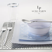 Load image into Gallery viewer, 14 Oz. Round White • Silver Plastic Bowls |10 Pack - Luxe Party NYC