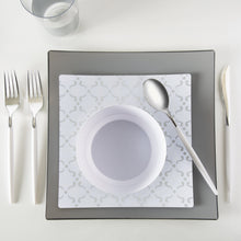 Load image into Gallery viewer, Square White • Silver Pattern Plastic Plates | 10 Plates - Luxe Party NYC