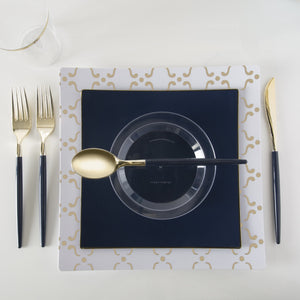 Square White • Gold Pattern Plastic Plates | 10 Plates - Luxe Party NYC