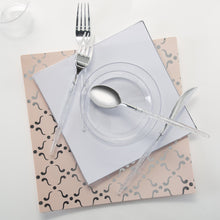 Load image into Gallery viewer, Square Blush • Silver Pattern Plastic Plates | 10 Plates - Luxe Party NYC