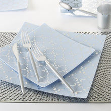 Load image into Gallery viewer, Square Ice Blue • Silver Pattern Plastic Plates | 10 Plates - Luxe Party NYC