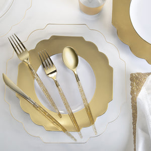 Scalloped Clear • Gold Plastic Plates | 10 Pack - Luxe Party NYC