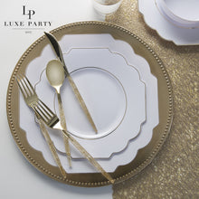 Load image into Gallery viewer, Scalloped White • Gold Plastic Plates | 10 Pack - Luxe Party NYC